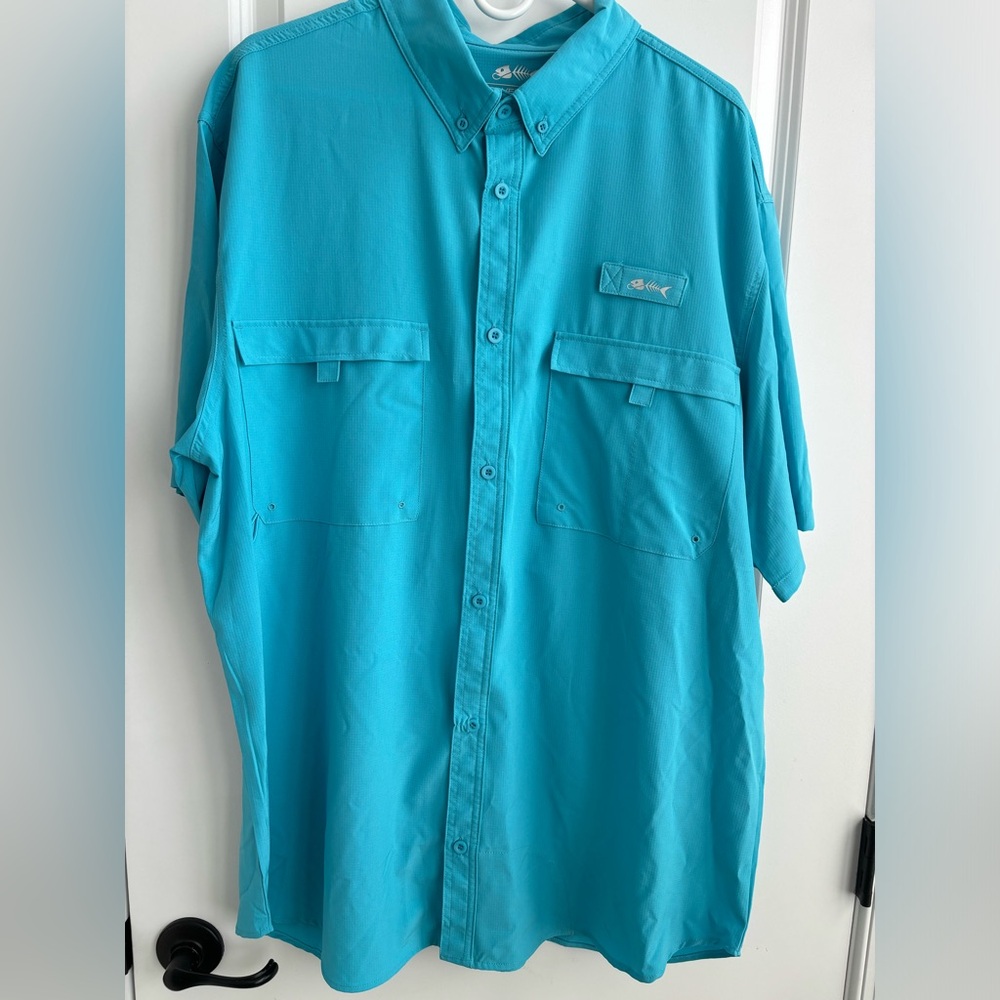 NWT Blue Silver Bait Vented SPF50 Quick Dry Fishing Shirt Size 2XLT